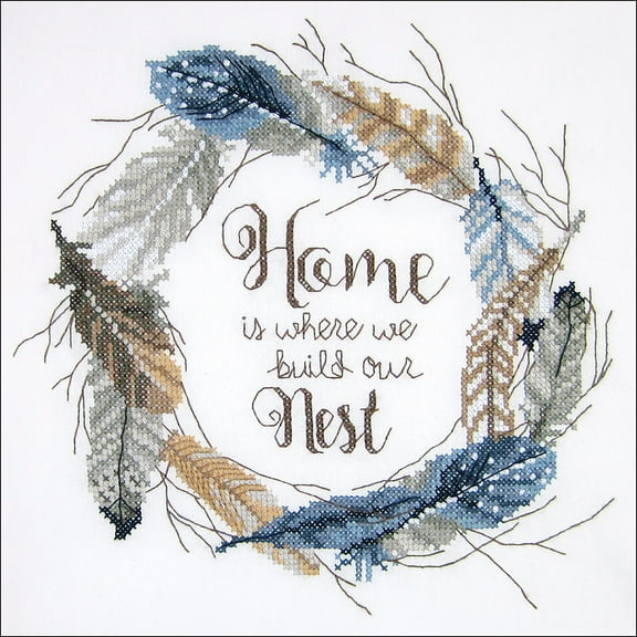 Janlynn Stamped Cross Stitch Kit 12"X12"-Build Our Nest-Stitched In Floss