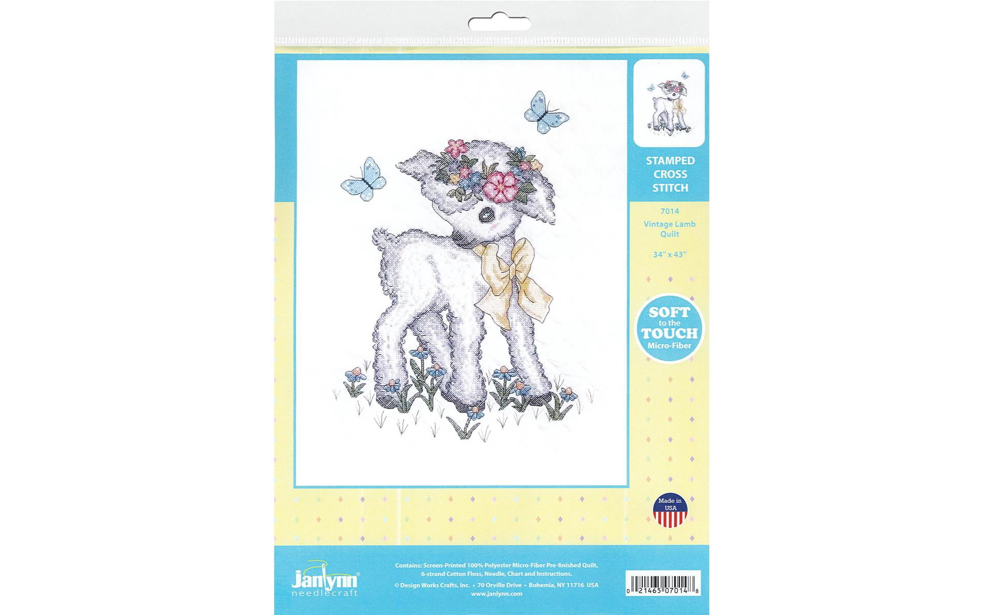 Janlynn Stamped Cross Stitch Kit 34"X43"-Lamb Quilt