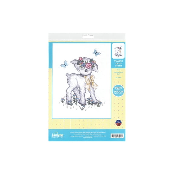 Janlynn Stamped Cross Stitch Kit 34"X43"-Lamb Quilt