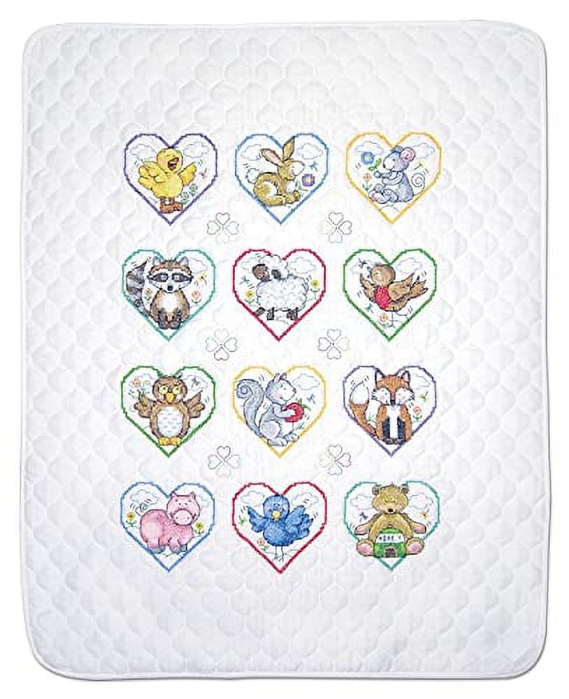 Janlynn Stamped For Cross Stitch Baby Quilt Kit, Animal 
