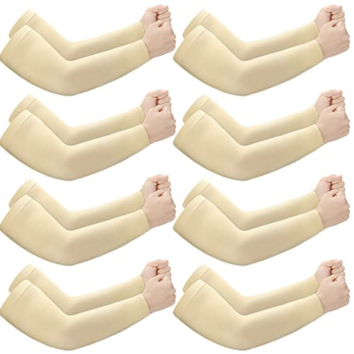 Janmercy 8 Pairs Elderly Skin Thin Protector Sleeves Bruise Abrasions Protective Arm Sleeve
