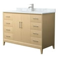 thumbnail image 1 of Janna 48" White Oak Single Vanity & White Carrara Marble Top & Nickel Trim, 1 of 5