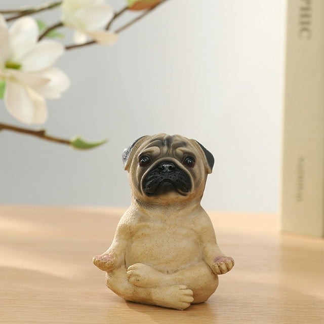 Jannly Garden Decoration Meditation Dog Resin Ornament Gardening Crafts