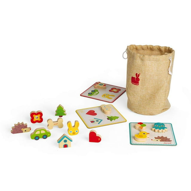 Janod Memory Touch Recognition MMF7 Game 21 Wooden Pieces Ages 3