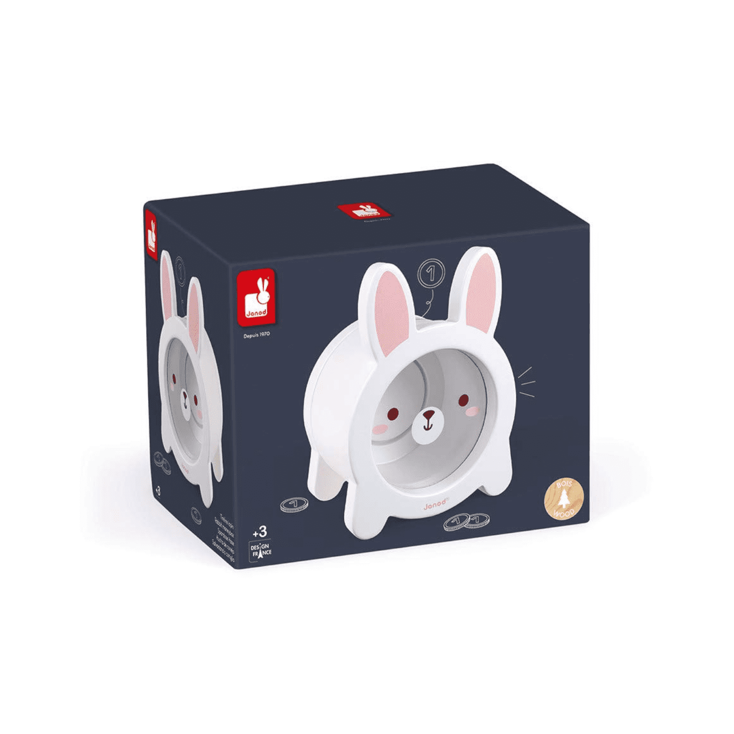 Janod Bunny Rabbit Moneybox - Classic Piggy Bank Toy for Children's ...