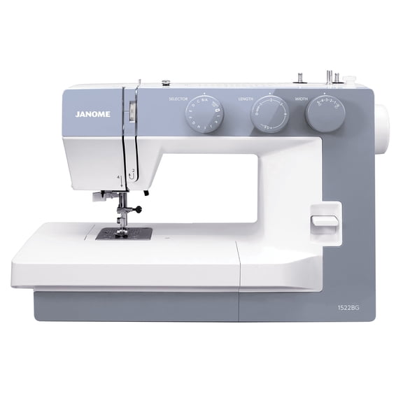 Janome 1522-BG Mechanical Sewing Machine - Aesthetic Blue-Gray Sewing Machine for Beginners, Heavy Duty Metal Frame, Built in Needle Threader for Easy Use