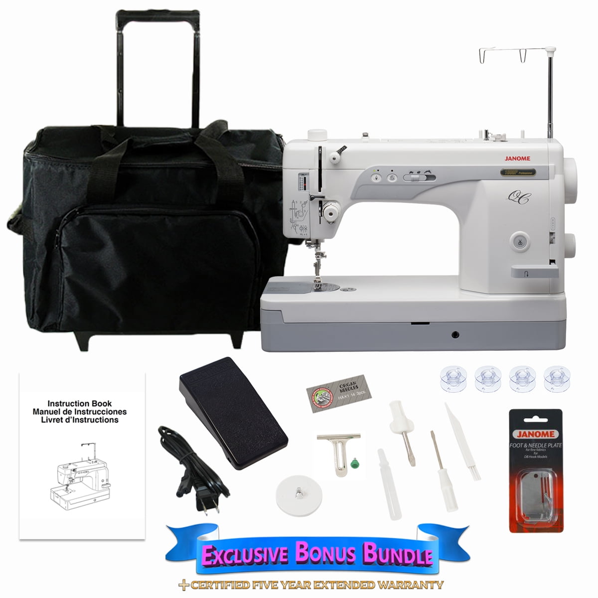 Janome Industrial-Grade Aluminum-Body HD1000 Black Edition Sewing Machine  with 14 Stitches, 4-Step Buttonhol, and Accessories