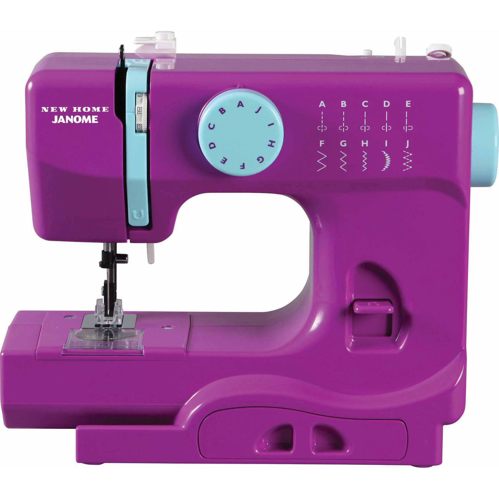 Janome Basic 10-Stitch Portable Sewing Machine with Top Drop-In Bobbin, 4-Piece Feed Dog and Accessory Storage, Purple Thunder - image 1 of 10
