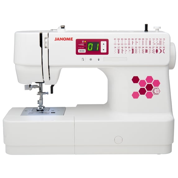 Janome C30 Computerized Sewing Machine With 30 Stitches, Including Buttonhole, Jam-Proof Bobbin And Lcd Screen