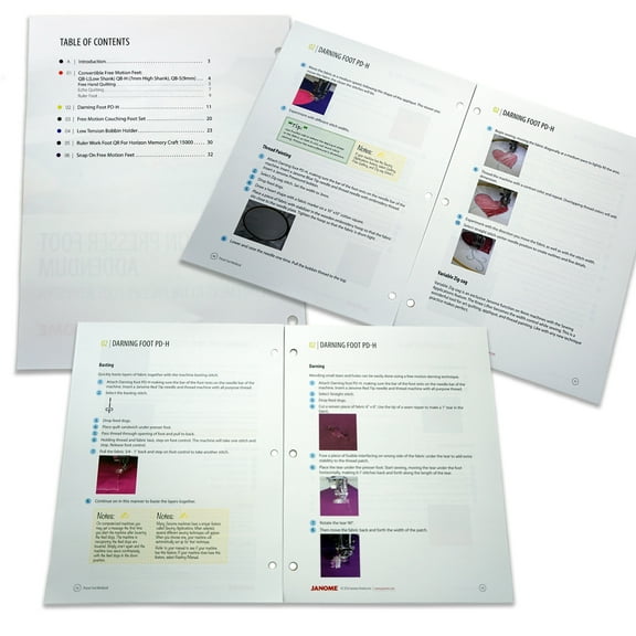 Janome Free Motion Presser Feet Workbook