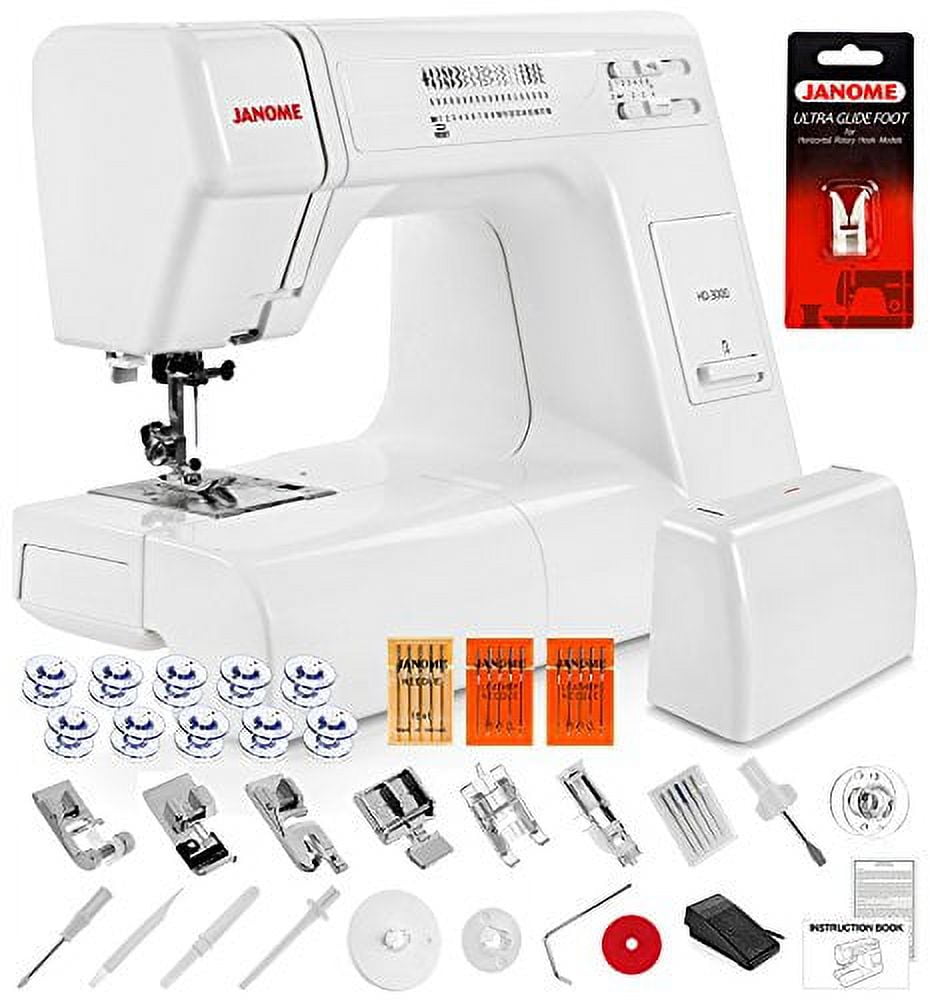Janome HD3000 Heavy Duty Sewing Machine with Hard Case & Multiple Foot