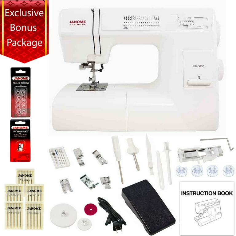 Janome HD3000 Mechanical Sewing Machine Bundle with 5 Piece Bonus Package