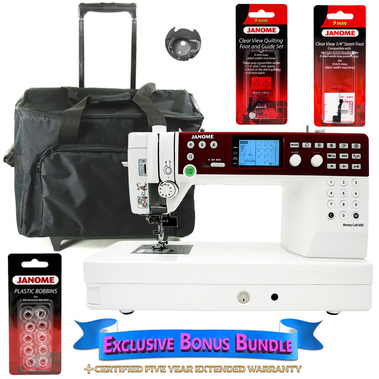 Janome Black Edition HD1000 Commercial and Mechanical Sewing Machine with Bonus Accessories