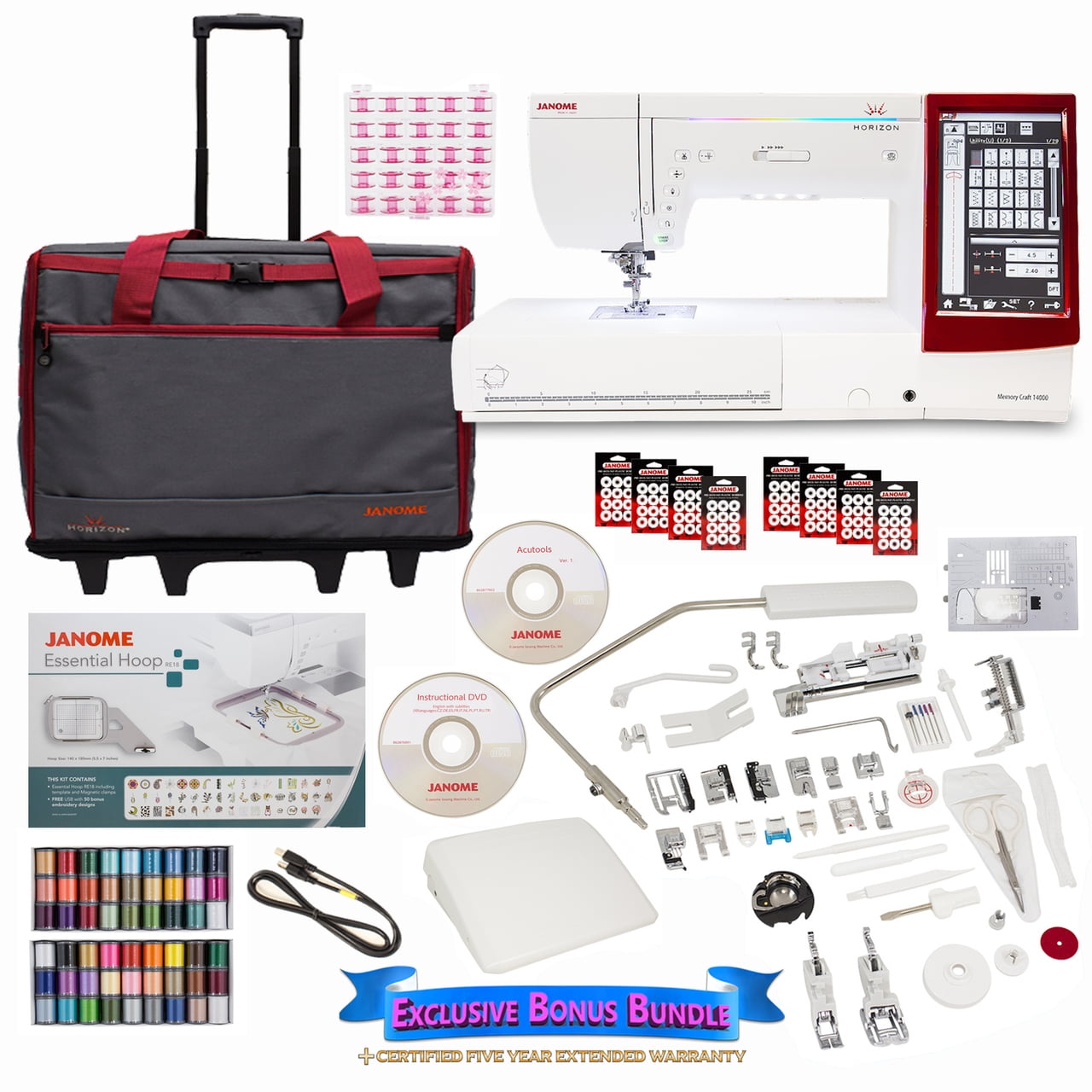 Janome Memory Craft 14000 Sewing and Embroidery Machine with Exclusive