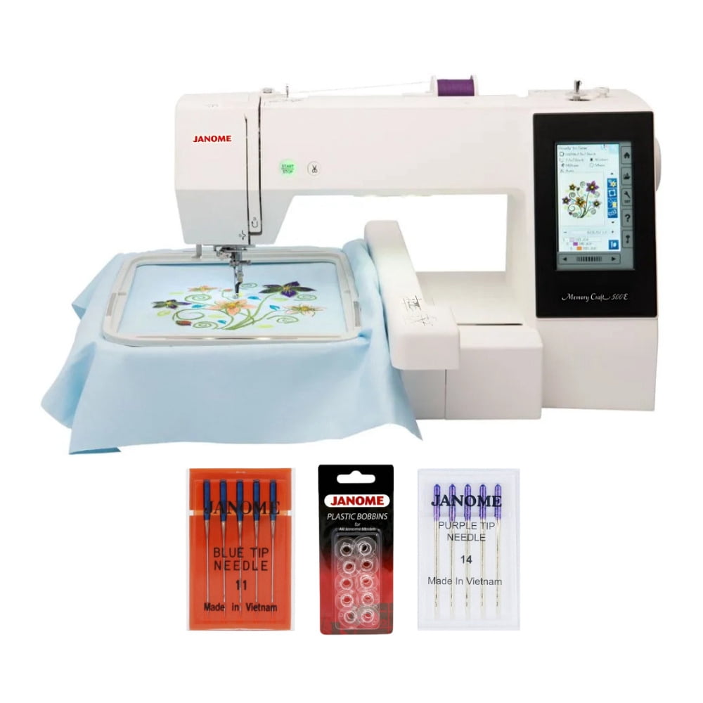 Janome Memory Craft 500E Limited Edition Embroidery Machine (White ...