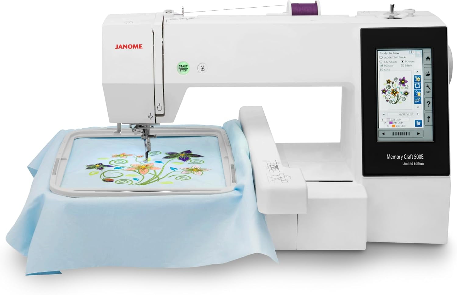 Janome Memory Craft 500E Limited Edition Embroidery Machine (White)