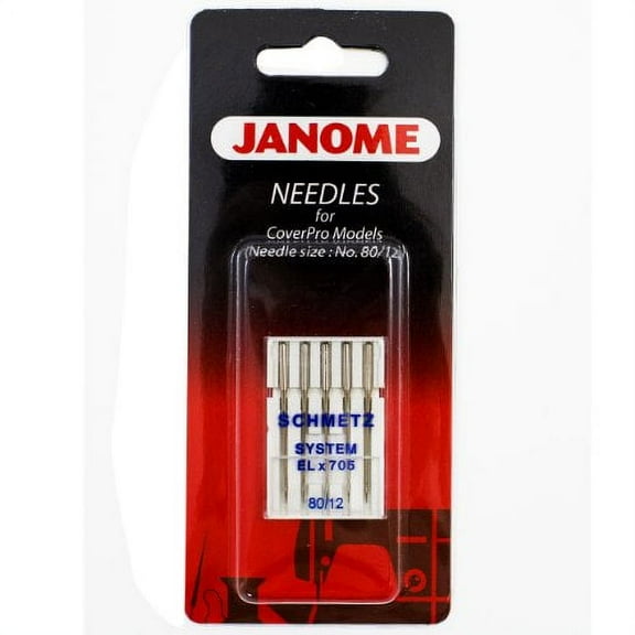 Janome Schmetz ELx705 Size 12, 5 Pack Needles Cover Pro Models