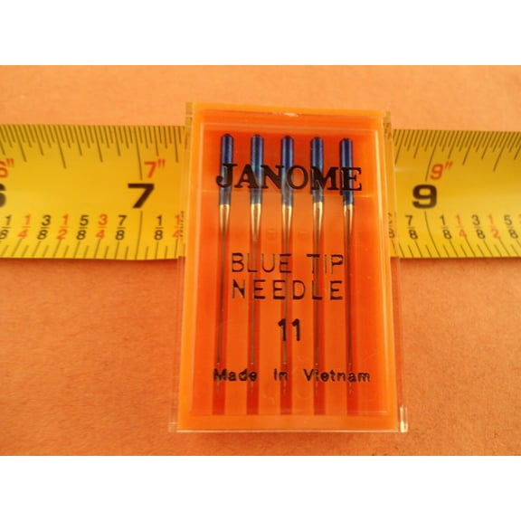 Janome Sewing Machine Blue Tip Embroidery Needle 5 Count Pack Brand New Size 11