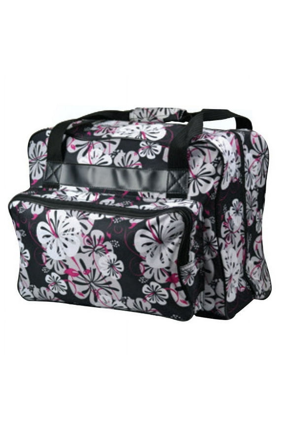 Sewing Machine Tote Bag in Black Floral with Floral Pattern