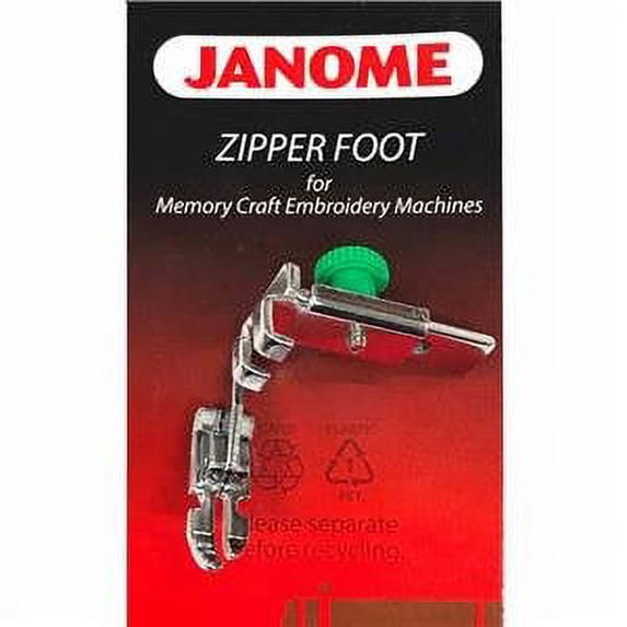 Janome Zipper Foot #200334002 For Memory Craft Embroidery High Shank Machines