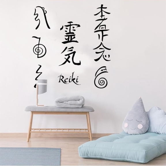 Janpan Reiki Wall Decal-Reiki Healing Decal-Cho Ku Rei Sei hei ki Hon sha Ze sho nen Dai Ko Myo Raku Holy Fire Vinyl Sticker 100x108cm