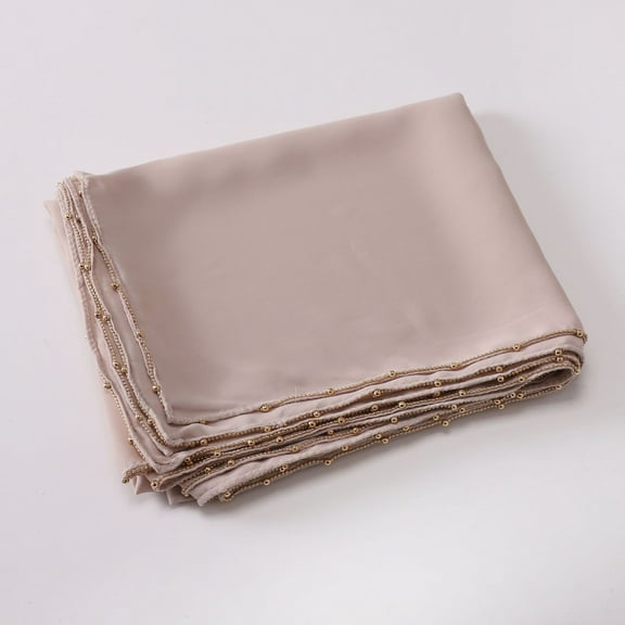 Janrecotw Muslim Headscarf And Scarf For Women: Solid-Color Long Silk Scarf With Metal Bead Chain, Hui Ethnic Group Silk Scarf