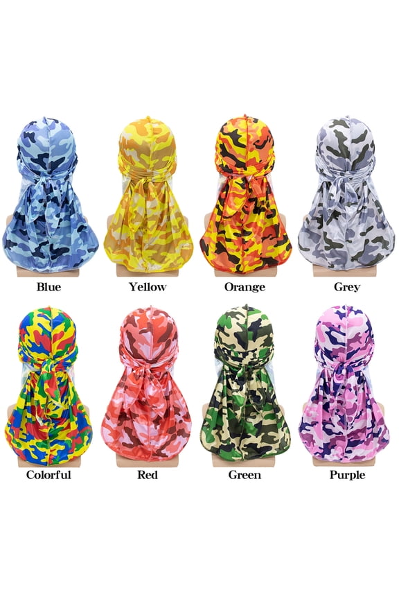 1 Pack Silky Durag with Long Tail and Wide Straps Colorful 360 Waves Doo Rags Durag Cap for Men and Women Hip Hop Rapper