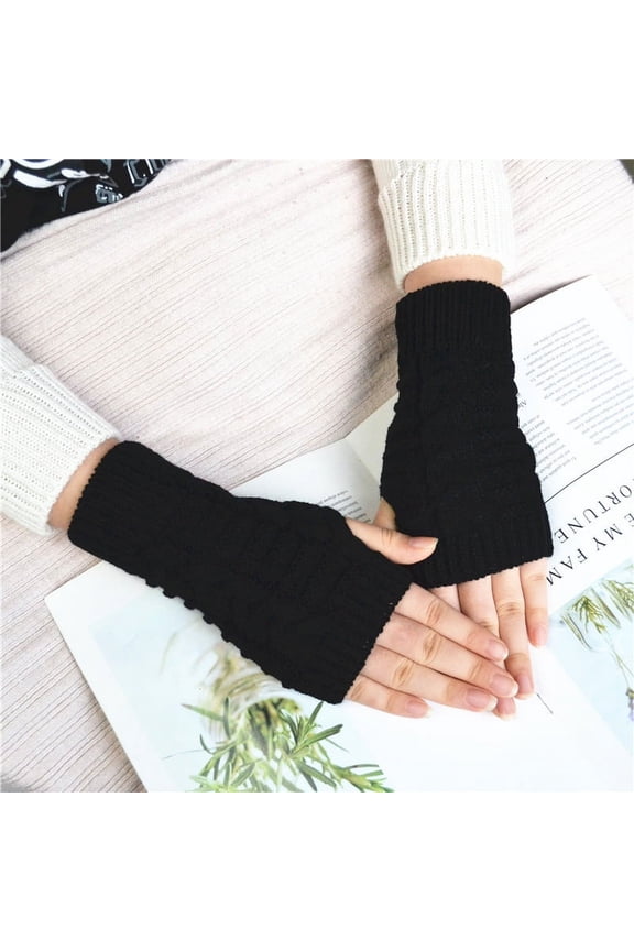 1 Pair Of Warm Winter Knitted Gloves Without Fingers, Short Bambus-Joint Half-Finger Arm Sleeves For Men And Women To Keep Warm