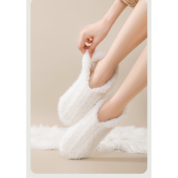 Janrevotw 1 Pair Of Slipper Socks Furry Socks Women Autumn And Winter Thickened Monthly Warm Plush Sleep Spring And Autumn Home Non-Slip Padded Floor Socks