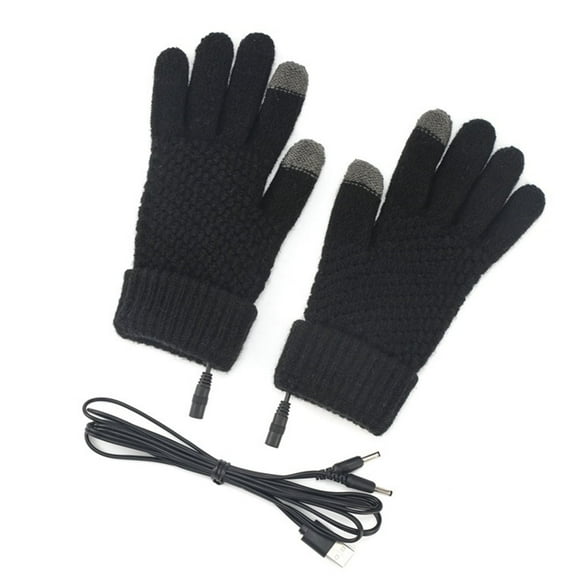 Janrevotw 1 Set Electric Gloves Usb Heated Touch Screen Full Finger Winter Warm Gloves,Black