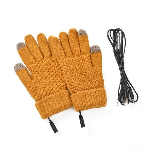 Janrevotw 1 Set Electric Gloves Usb Heated Touch Screen Full Finger Winter Warm Gloves,Yellow