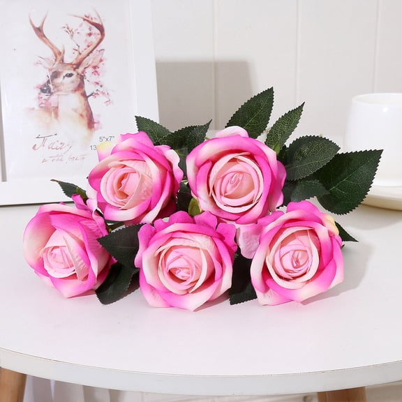 Janrevotw 10pcs Artificial Roses, Realistic Long Branch Fake Roses, Single Stem Silk Rose Bouquet, Suitable For Valentine'S Day Wedding, Wedding Reception, Party, Home Decoration