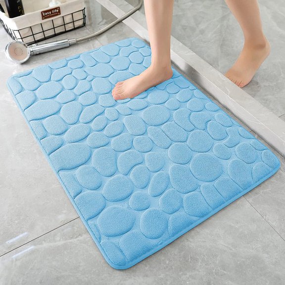Janrevotw 16" x 24" Memory Foam Bath Mat Cobblestone Bathroom Rugs Super Water Absorbent Bath Mats for Bathroom Machine Washable Bath Rugs