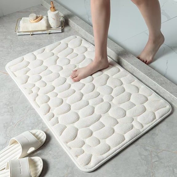 Janrevotw 16" x 24" Memory Foam Bath Mat Cobblestone Bathroom Rugs Super Water Absorbent Bath Mats for Bathroom Machine Washable Bath Rugs