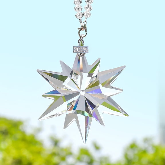 Janrevotw 1pc Crystal Snowflake Ornament, 2025 Christmas Gift For Christmas Trees, Car Decorations, Window Hangings, Crystal Decor.