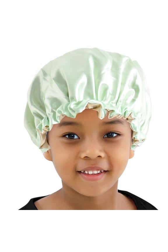 1pcchildren'S Satin Hat Wide Elasticated Sleeping Hat Soft Silk Double Layer Night Hair Hat For Teenagers Toddlers Children
