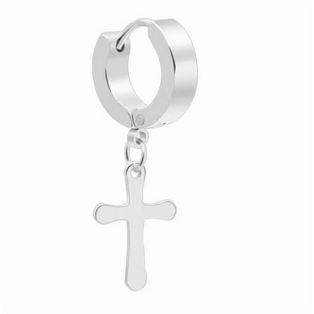 Janrevotw 1pcs Cross Earrings For Men And Women Stainless Steel Cross Earrings Trendy Drop Earrings Stud Jewelry