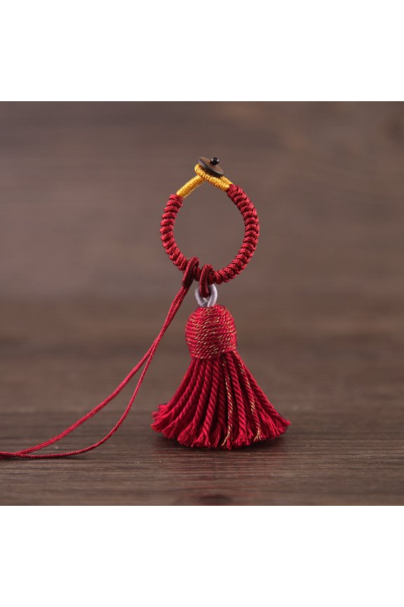 1pcs Handmade Knotted Finger Ring Fob Pendant Keychain Bag Hanging Braided Rope Accessory Keychain Bag Decoration