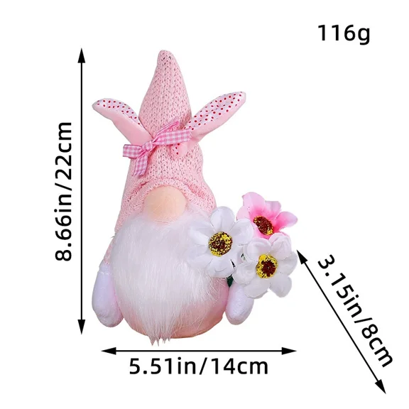 Janrevotw 1pcs Resurrection Decoration Faceless Gnome Easter Decoration Favors Faceless Figurine Doll Easter Bunny