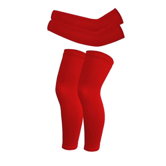 Janrevotw 2 Pairs Kids Arm Sleeves and Leg Sleeves for Basketball 4-17 Year Girls Boys UV Sun Protection Sleeves Non Slip Leg Wraps for Football Cycling Outdoor Sports S-XL