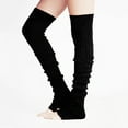 thumbnail image 1 of Janrevotw  2 Pairs Women'S Knitted Leg Warmers Casual Style Solid Footless Thigh High Socks (Black, Coffee, Grey), 1 of 5