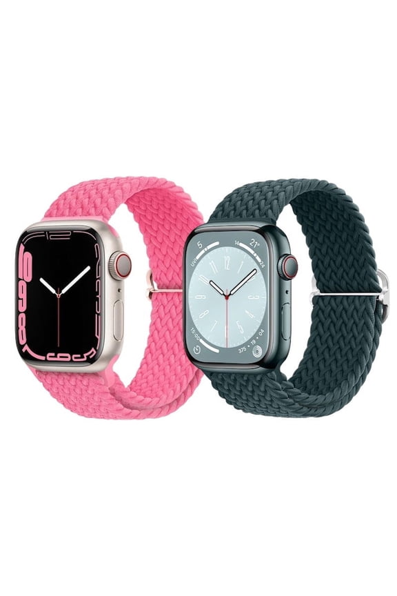 2-Piece Woven Stretch Solo Loop For Apple Watch Bands 38mm 40mm 41mm 42mm 44mm 45mm 49mm Women'S Men'S, Nylon Elasticated Wristband Iwatch Collection Wristbands 9 8 7 6 Se 5 4 3 2 1 Ultra Ul