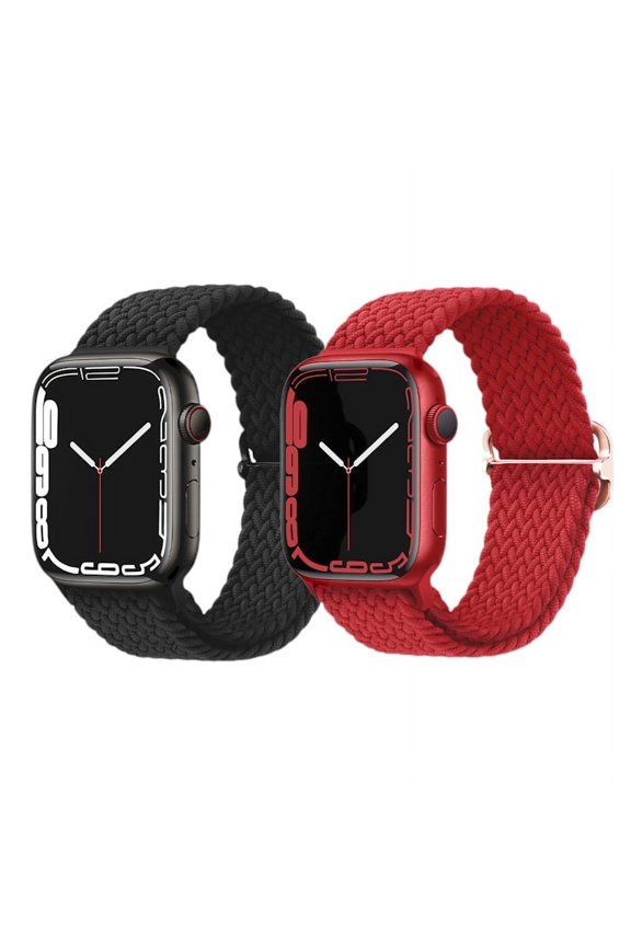 2-Piece Woven Stretch Solo Loop For Apple Watch Bands 38mm 40mm 41mm 42mm 44mm 45mm 49mm Women'S Men'S, Nylon Elasticated Wristband Iwatch Collection Wristbands 9 8 7 6 Se 5 4 3 2 1 Ultra Ul