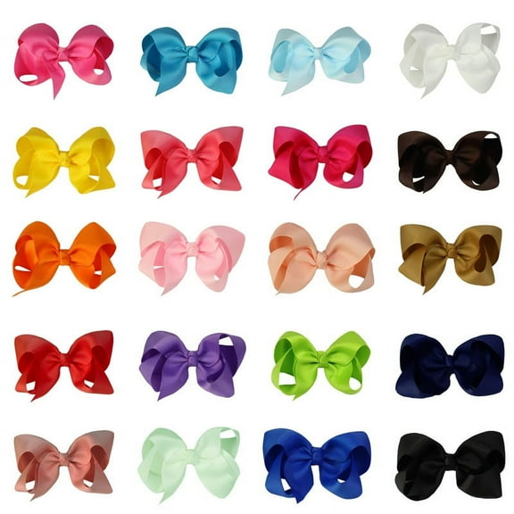 Janrevotw 20 Pcs Hair Clips Bow Clips Grosgrain Ribbon Bow Big Hair Bow Clips Alligator Hair Clips For Kids Toddler Hair Accessories