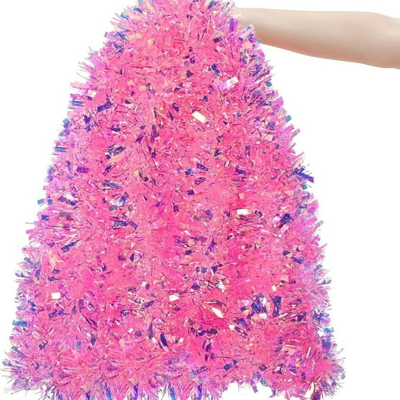 Janrevotw 2m X 9cm Glittery Fringe Rainbow Garland For Christmas Tree Decorations, Indoor Use, Includes Snowflakes (2pcs)