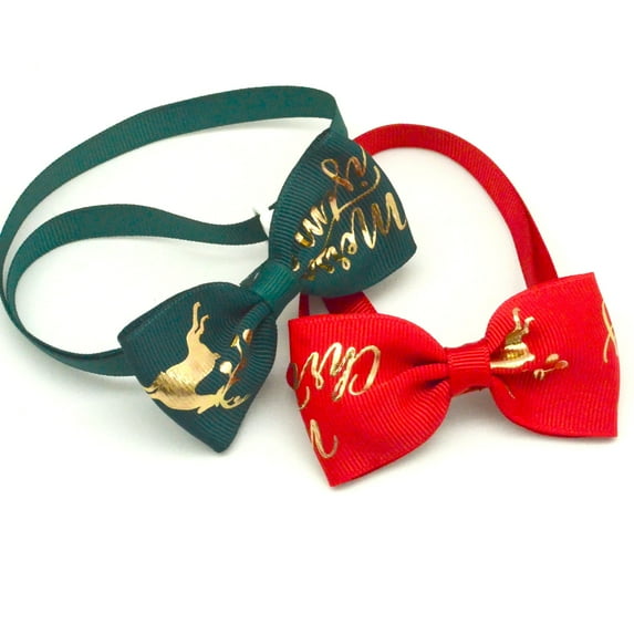 Janrevotw 2pcs Pet Supplies Christmas Bow Tie Dog Bow Tie Cat Ornaments Bow Tie Snowflake Pattern Pet Christmas Supplies