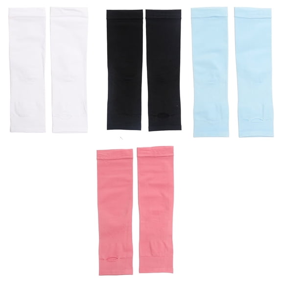 Janrevotw 4 Pairs Of Children'S Ice Sleeves Outdoor Ice Silk Sleeves Uv Protection Unisex Solid Color Ice Sleeves For Ages 4-12