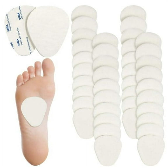 Janrevotw 40 Piece Metatarsal Felt Footbed Insert Cushion Ball Of Foot Cushion Pain Relief Front Foot Support Adhesive Foam Footbed Cushion (White)