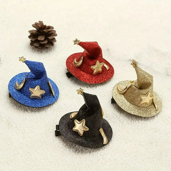 Janrevotw 4pcs Halloween Spooky Kids Spooky Hair Decoration Halloween Selling Witch Hat Hair Clip Hair Decoration