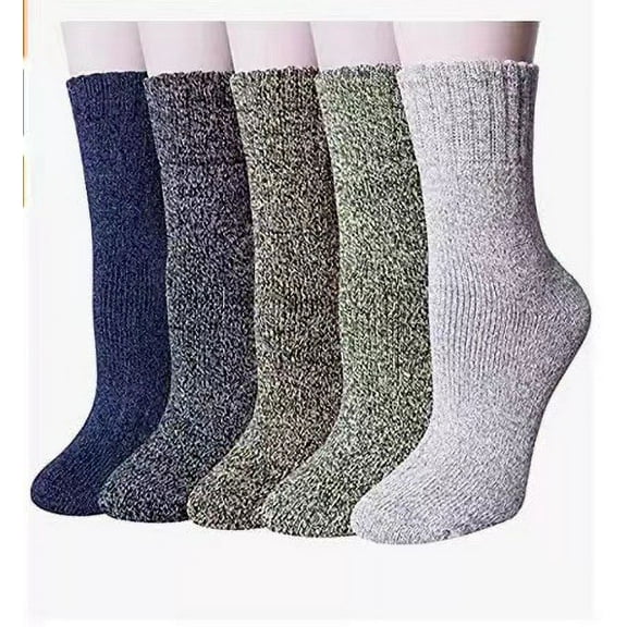 Janrevotw 5 Pairs Of Mixed Colors Socks Winter Warm Wool Socks Terry Socks Ethnic Style Men'S Mid-Calf Socks Cotton Socks Leisure